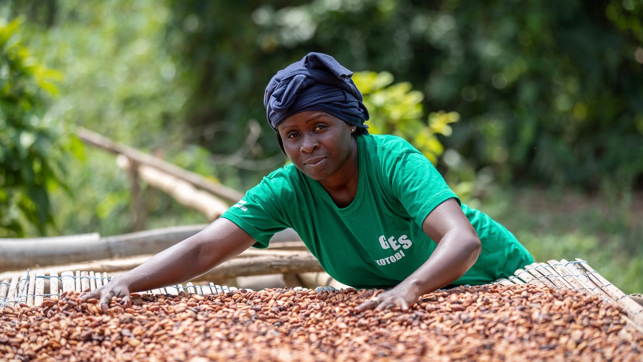 Edith with her fermenting beans