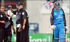 Andre Adams took the wicket of Nasser Hussain after a catch by Daryl Tuffey 