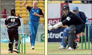 Brendan McCullum is dismissed by Andrew Flintoff as Craig McMillan hits out