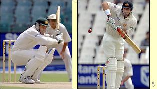 Justin Langer is the first to go with a score of 28 runs