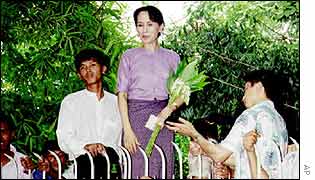 Aung San Suu Kyi pictured at her home in 1995