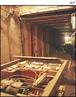 A tunnel connecting two houses on both sides of the US-Mexico border that was used to transport drugs