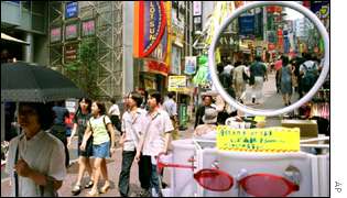 Shoppers in Tokyo's Shibuya district 