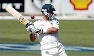 Mark Waugh takes evasive action from a hostile delivery