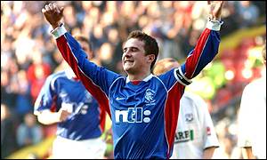 Rangers Barry Ferguson celebrates after scoring the second goal from the penalty spot