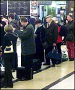 Queuing passengers
