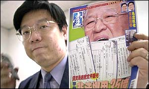 Peir Wei, editor-in-chief of Next Magazine, with the controversial issue