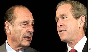 US President George W Bush and his French counterpart Jacques Chirac