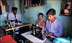 Workers in textile factory