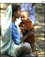 A Muslim women with her child