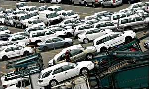 Cars on the loading dock