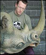 Neil with the head of the rhino costume
