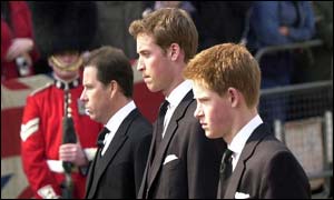 Viscount Linley, Prince William and Prince Harry