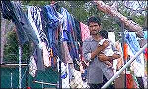 Asylum seekers in a makeshift camp, Nauru