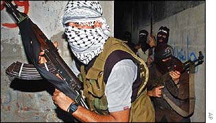 Palestinian fighters practicing in Gaza City