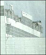 Damaged roof of the hangar