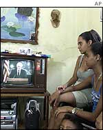 Cubans watching the Carter speech