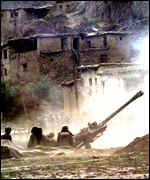 Indian artillery fire in Kargill in 1999
