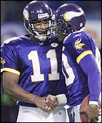 Vikings quarterback Daunte Culpepper and Cris Carter.