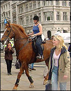 Horseback protesters