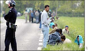 Refugees at Sangatte, described as a magnet for those trying to reach the UK illegally