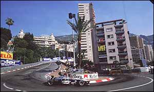 David Coulthard at the Lowes hairpin in the 2001 Monaco Grand Prix