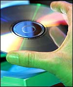 CD being placed in computer, Eyewire