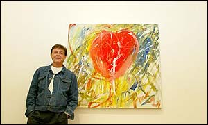 Sir Paul McCartney beside Big Heart painting