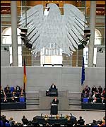 President Bush addresses the Bundestag
