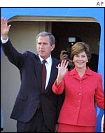 President Bush and Laura Bush arrive in Moscow
