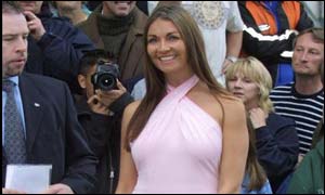 Tania Jones was a picture in pink but there was no sign of husband Vinnie