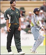 Pakistan's fast bowler Wasim Akram