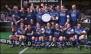 Sale celebrate their Parker Pen Shield victory