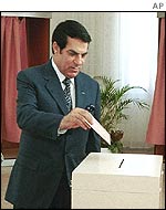 President Ben Ali casts his vote