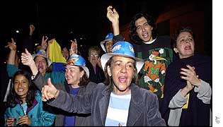 Uribe supporters celebrate