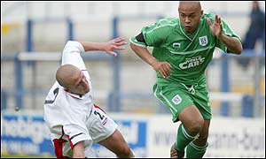 Leon Jeanne in action for Cardiff against Swansea