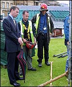 The Duke of York at Royal Box stand construction site