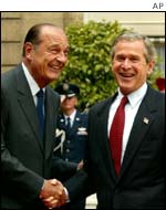Mr Bush and President Jacques Chirac