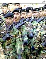 Sri Lankan soldiers on parade in Colombo