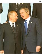 George Bush and Vladimir Putin