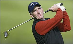 Wales Phillip Price tees off at the 12th hole