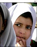 Kashmiri girl waiting at a medical camp