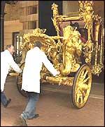 Queen's Gold State Coach is prepared