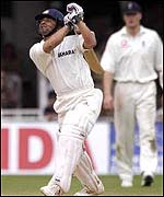 Tendulkar hits a four against England last December