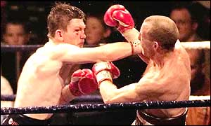 Ricky Hatton is knocked down early on in his fight against Eamonn Magee