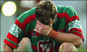 The South Sydney Rabbitohs' dejected Andrew Hart