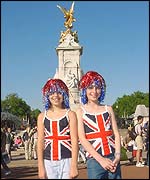 Young revellers Olivia Johnson and Louise Loveder 
