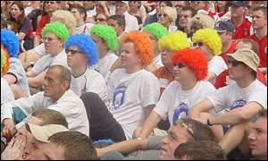 Fans in Centenary Square in Birmingham