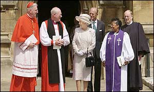 The Queen and Duke with Cardinal Cormack Murphy-O'Connor, Dr George Carey, Dr Esme Beswick and Dr Tony Burnham
