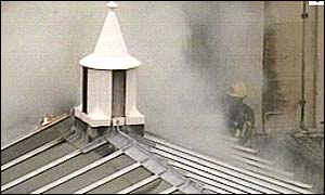 Flames could be seen leaping from the roof